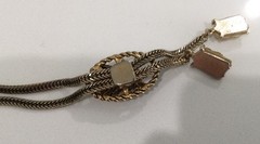 Vintage 1950s Selro Selini Princess Face Slide Bolo Necklace Gold Tone Statement
