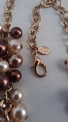 Chico’s goldtone necklace choker with creamy white, beige, bronze faux pearls