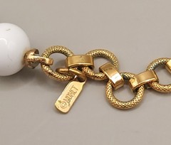 Vtg 1980s Monet White Glass Bead Knotted Strand Necklace 16″ w/ 2″ Extender