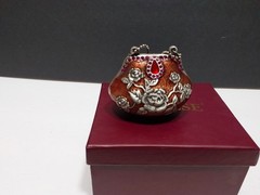 Vintage VCLM enamel and rhinestone handbag purse locket chain necklace