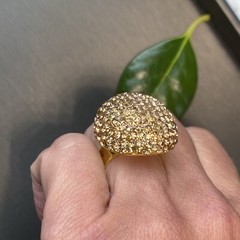 Vintage Cocktail Ring Estate Jewelry Pre-owned Champagne Crystal Dome Any Size
