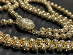 VTG Goldtone Textured Double Strand 24” Necklace Chain Strung Box Clasp Heavy