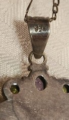 Vintage Prehnite and Peridot Sterling Pendant Necklace