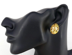 JOAN RiVERS NUDE ENAMEL CRYSTAL FABERGE EGG GOLD DOME STUD BUTTON EARRiNGS