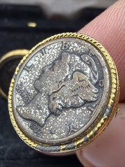 Vintage Silver Mercury Dime Cufflinks Winged Liberty Head Gold Tone Rope Frame
