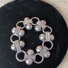 Taxco 980 Silver Mexico Bracelet Link Double Ball Old Pawn Jewelry Los Cocos 36g