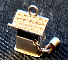 Vintage Sterling Silver KINETIC WISHING WELL #1 Bracelet Charm , 1.16g, 7/16 in