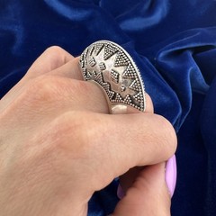 Vintage Boho Style Sterling Silver Statement Ring Size 9.75 20g