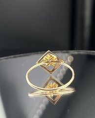 ATQ Vtg 10k Yellow Gold Diamond Ring Brooch Conversion Flower in Square sz 10