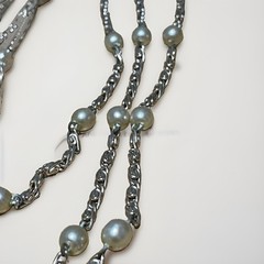 Vintage ALUCRAFT Signed Multi Strand Pearl Chain Necklace Mid Century