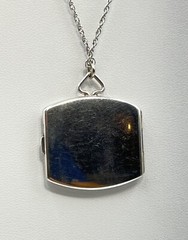 Antique Vge Sterling Silver Art Deco Photo Locket Necklace 20” 9.6gram monogram