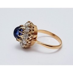 Vintage 14K Karat Solid Two Tone Multi Color Gold Sapphire & Diamond Ring