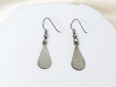 Vintage Pair Crushed Turquoise Mexico Nickel Silver Dangle Drop Earrings