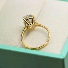 Oval Cut 2.00CT White Moissanite Women’s Engagement Ring In 10K Yellow Gold FN