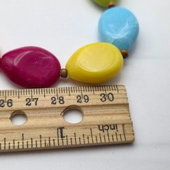 Vintage Lucite Necklace Colorful Marbled Oval Beads 36 In Fruit Salad Statement