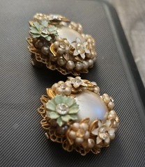 Miriam Haskell Vintage 1940s Unsigned Earrings.