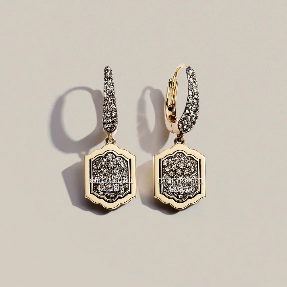 Gorgeous 1.90ctw Genuine Old Mine Rose Cut Diamond Silver Vintage Style Earring
