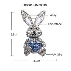Rhinestone Moving Rabbit Brooch Pin for Women Girls Fashion Crystal Enamel Lo…