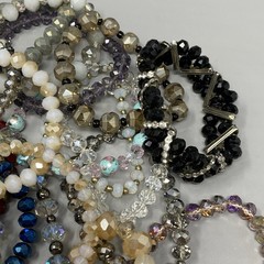 Glass Bead Bracelet Lot of 20 Multicolor Wearable Craft Stretch Faceted Funky