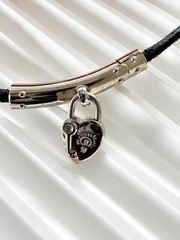 Rare Hermes Anne de La Fantasy 2004 Heart Padlock Choker Necklace Vintage Black