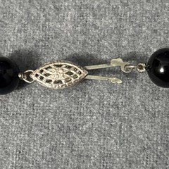 Vintage Sterling Silver And Black Onyx Necklace Beaded Ball Cocktail 25”