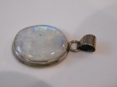 Sterling Silver Blue Moonstone Large Oval Pendant 20x24mm 9f 99