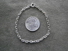 Paper Chain Flat Oval Link Vintage 835 Silver Bracelet 7″ ~ 3.6g