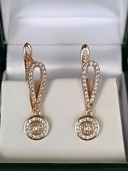 Vintage 1990-s 14 Ct Rolled Gold Zircons Earrings-Hallmarked 585 RG