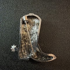 Rhinestone Cowboy Boot Brooch Red White Blue Western Boot Pin