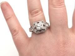 Vintage Sterling Silver SETA Signed 925 Art Deco Antique Style CZ Cocktail Ring