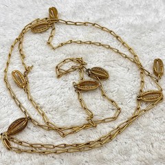 Vintage Filigree Cage Pendant Necklace Gold Tone Flapper Length 48″