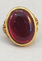 Jewel Tone Red Filigree Pattern Lucite 1960’s Adjustable Vintage Ring U.S.A.