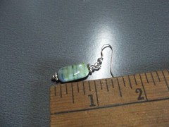 1 Pair Old .75″in Stone Blue/Green w/Veins Mixed Dangler