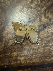 Set of 5 Vintage Gold Tone Multicolor Glitter Butterfly Pins Circa 1970s-1980s