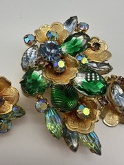 VTG D&E Juliana Brooch and Earrings Set BEAUTIFUL Retro Jewelry MCM bling