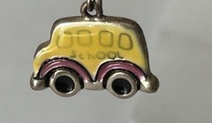 Vintage School Bus Earrings Yellow Enamel Teacher Gift Bus Driver Dangle Retro