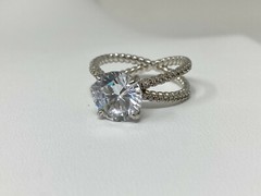 Beautiful White Gold-Plated CZ Cubic Zirconia Size 7.75 Ring