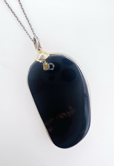 Vintage 925 Sterling Silver Vermeil Druzy Agate Pendant Necklace 28 in