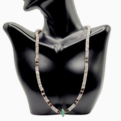 Southwestern USA Heishi Olive Shell Turquoise Stone Center Handcrafted Necklace