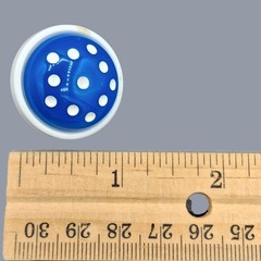Vintage Mod Blue White Polka Dot Clip On Earrings Acrylic Dome 1″ Retro Pop Art