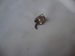 VINTAGE 1970-80s 3D POMEGRANATE LAVENDER TOPAZ STERLING SILVER STAMPED 925 PIN