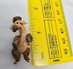 Vintage LG Linda Gal Brown & Gold Enamel Dancing Poodle Brooch Enamel Pin