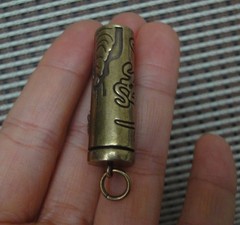 Vintage Style Solid Brass Buddha Hollow Tube Storage Charm Pendant