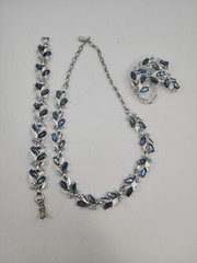 Sarah 1958 Coventry Vintage Blue Champagne Rhinestone Silver Tone 3 Piece Set