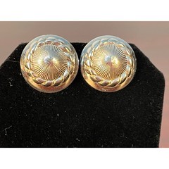 VTG Coro Silver Toned Circle Screw back Earrings Elegant Minimalist Old Money