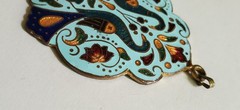 Vintage enameled peacock colorful cloisonne pendant