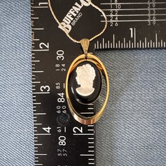 Antique Before 1920s Glass Grecian Lady Cameo Pendant Necklace