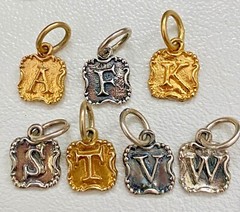Vintage Waxing Poetic Sterling Silver Charms Initial Seal Insignia Letters