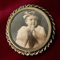 Victorian Mourning Photo Brooch Child Portrait Antique C Clasp Pin