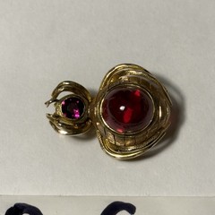 Vintage 14K Yellow Gold Rhodolite Garnet Spider Beetle Insect Brooch Pendant